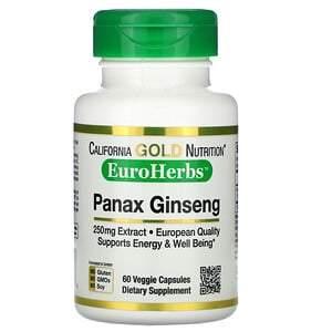 California Gold Nutrition, Panax Ginseng Extract, EuroHerbs, 250 mg, 60 Veggie Capsules - HealthCentralUSA
