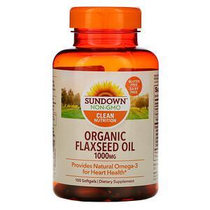 Sundown Naturals, Organic Flaxseed Oil, 1,000 mg, 100 Softgels - HealthCentralUSA