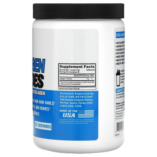EVLution Nutrition, Collagen Peptides, Unflavored, 11.64 oz (330 g) - HealthCentralUSA