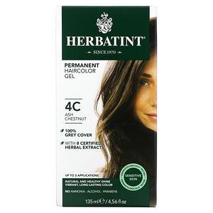 Herbatint, Permanent Haircolor Gel, 4C, Ash Chestnut, 4.56 fl oz (135 ml) - HealthCentralUSA