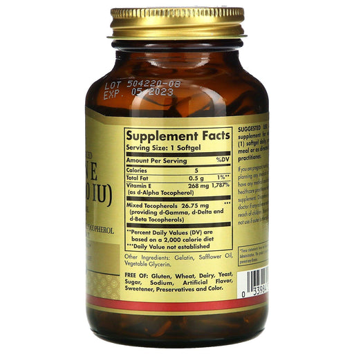 Solgar, Naturally Sourced Vitamin E, 268 mg (400 IU), 100 Softgels - HealthCentralUSA