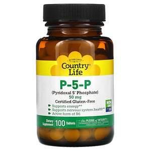 Country Life, P-5-P (Pyridoxal 5' Phosphate), 50 mg, 100 Tablets - HealthCentralUSA