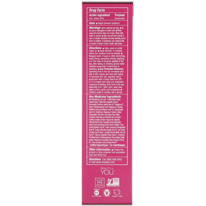 Andalou Naturals, CC 1000 Roses, Color + Correct, Sensitive, SPF 30, Sheer Tan, 2 fl oz (58 ml) - HealthCentralUSA