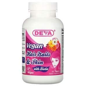 Deva, Vegan Hair Nails & Skin with Biotin, 90 Tablets - HealthCentralUSA