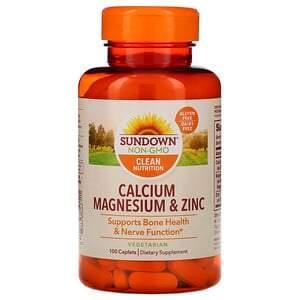 Sundown Naturals, Calcium Magnesium & Zinc, 100 Caplets - HealthCentralUSA