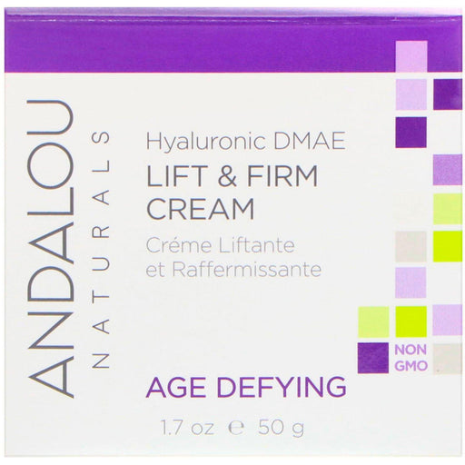 Andalou Naturals, Lift & Firm Cream, Hyaluronic DMAE, 1.7 oz (50 g) - HealthCentralUSA