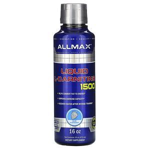 ALLMAX Nutrition, Liquid L-Carnitine 1500, Blue Raspberry, 16 oz (473 ml) - HealthCentralUSA