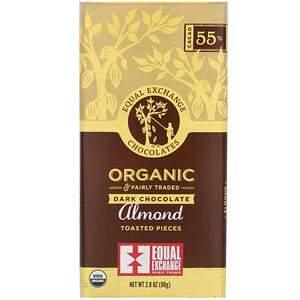 Equal Exchange, Organic Dark Chocolate, Almond Toasted Pieces 2.8 oz (80 g) - HealthCentralUSA