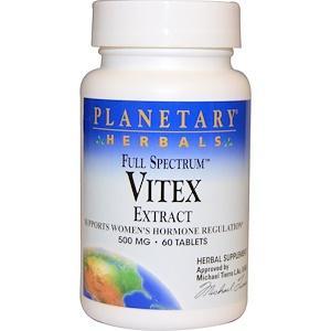 Planetary Herbals, Full Spectrum, Vitex Extract, 500 mg, 60 Tablets - HealthCentralUSA