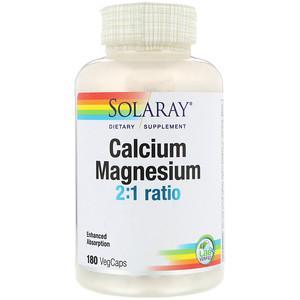 Solaray, Calcium Magnesium 2:1 Ratio, 180 VegCaps - HealthCentralUSA