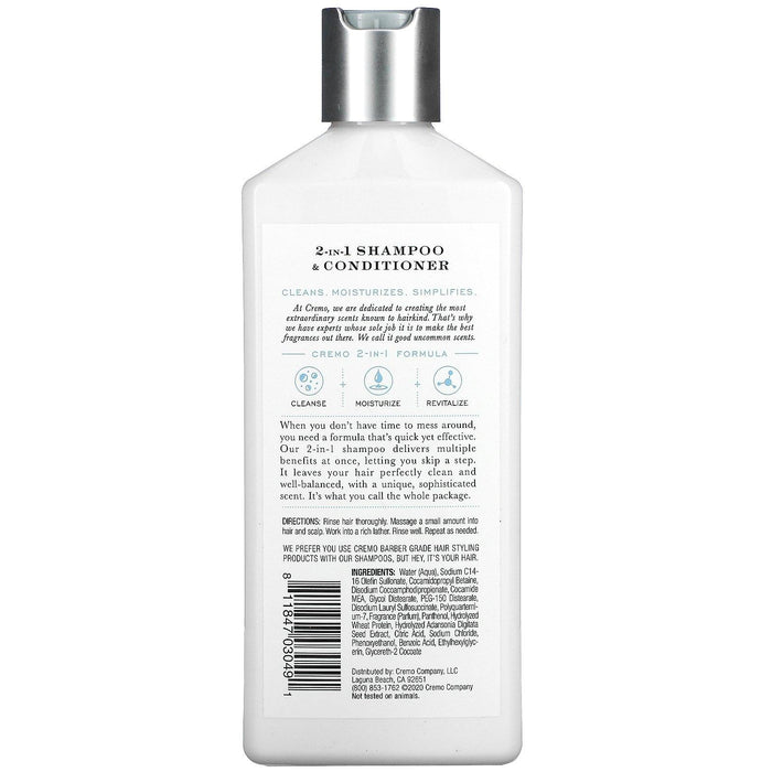 Cremo, 2 In 1 Shampoo & Conditioner, No. 15, Junipers & Eucalyptus, 16 fl oz (473 ml) - HealthCentralUSA
