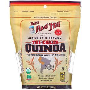 Bob's Red Mill, Organic Tri-Color Quinoa, Whole Grain, 13 oz (369 g) - HealthCentralUSA