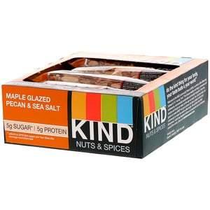 KIND Bars, Nuts & Spices, Maple Glazed Pecan & Sea Salt, 12 Bars 1.4 oz (40 g) Each - HealthCentralUSA