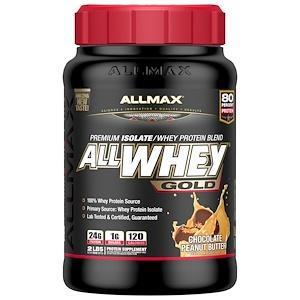 ALLMAX Nutrition, AllWhey Gold, 100% Whey Protein + Premium Whey Protein Isolate, Chocolate Peanut Butter, 2 lbs (907 g) - HealthCentralUSA
