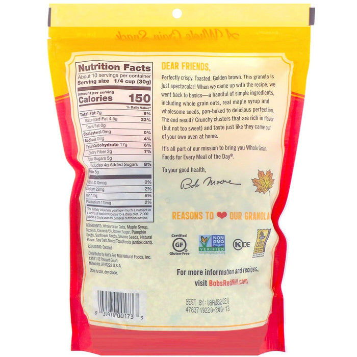 Bob's Red Mill, Pan-Baked Granola, Maple Sea Salt, 11 oz (312 g) - HealthCentralUSA