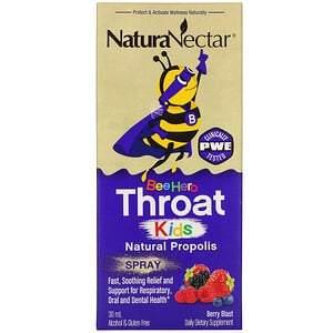 NaturaNectar, Bee Hero Throat Kids, Natural Propolis Spray, Berry Blast, 30 ml - HealthCentralUSA