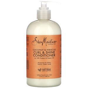 SheaMoisture, Curl & Shine Conditioner, Coconut & Hibiscus, 13 fl oz (384 ml) - HealthCentralUSA