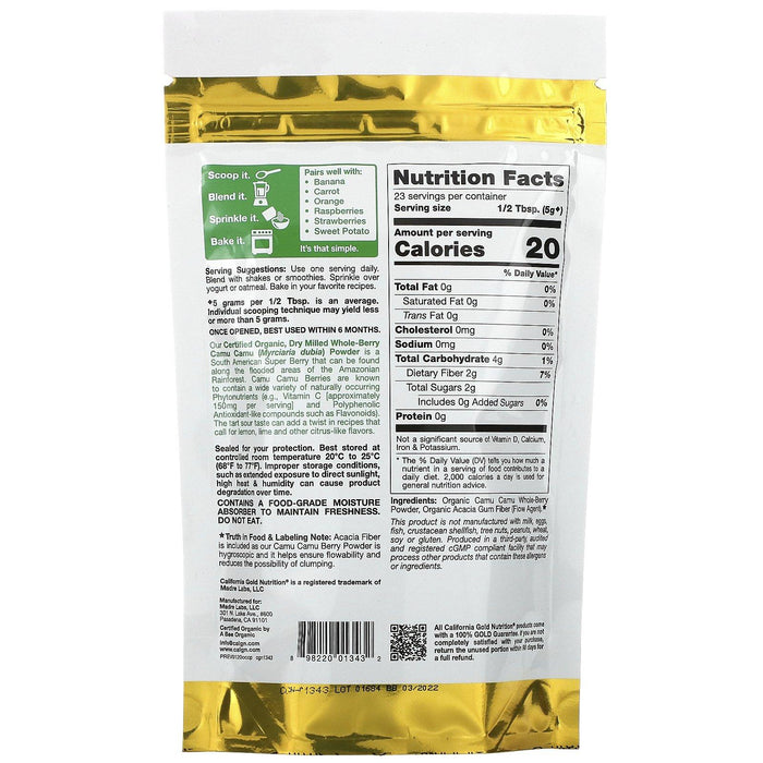 California Gold Nutrition, Organic Camu Camu Powder, 4 oz (114 g) - HealthCentralUSA