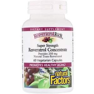 Natural Factors, ResveratrolRich, Super Strength, Resveratrol Concentrate, 60 Vegetarian Capsules - HealthCentralUSA