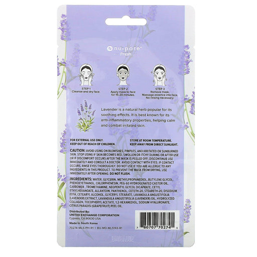 Nu-Pore, Sit Back & Relax Beauty Sheet Face Mask, Lavender, 1 Sheet, 1.05 oz (29.7 g) - HealthCentralUSA