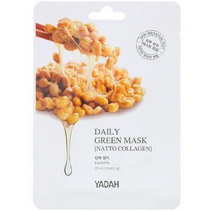Yadah, Daily Green Beauty Mask, Natto Collagen, 1 Sheet, 0.84 fl oz (25 ml) - HealthCentralUSA