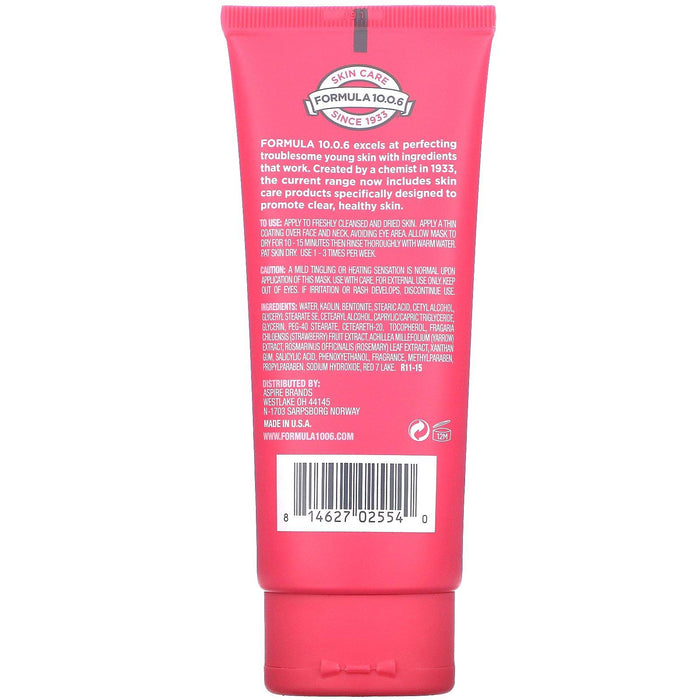 Formula 10.0.6, Pores Be Pure, Skin-Clarifying Mud Beauty Mask, Strawberry + Yarrow, 3.4 fl oz (100 ml) - HealthCentralUSA