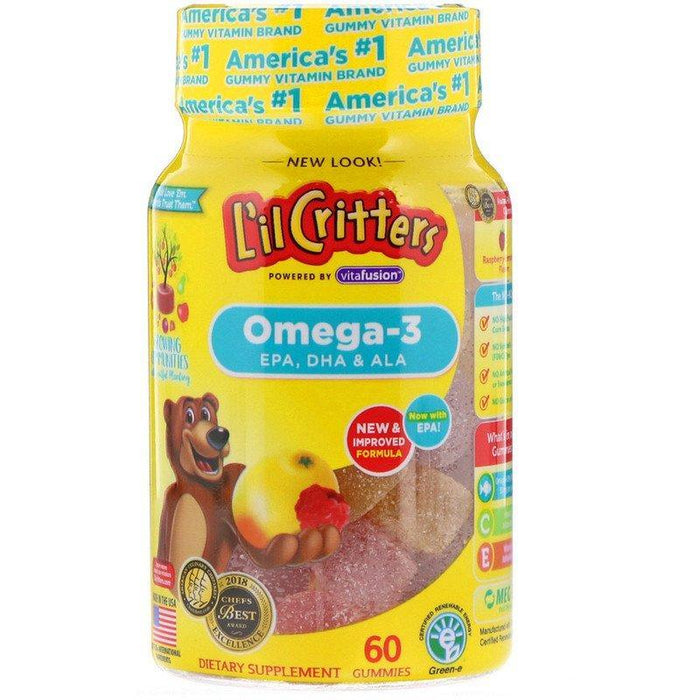 L'il Critters, Omega-3, Raspberry-Lemonade Flavors, 60 Gummies - HealthCentralUSA