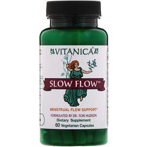Vitanica, Slow Flow, Menstrual Flow Support, 60 Vegetarian Capsules - HealthCentralUSA