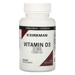 Kirkman Labs, Vitamin D-3, 25 mcg (1,000 IU), 120 Capsules - HealthCentralUSA