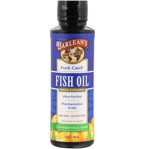 Barlean's, Fresh Catch Fish Oil, Omega-3 EPA/DHA, Orange Flavor, 8 fl oz (236 ml) - HealthCentralUSA