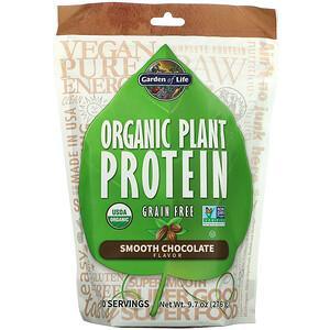 Garden of Life, Organic Plant Protein, Grain Free, Smooth Chocolate, 9.7 oz (276 g) - HealthCentralUSA