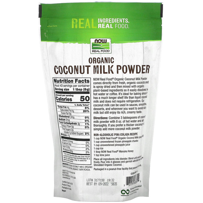 Now Foods, Real Food, Organic Coconut Milk Powder, 12 oz (340 g) - HealthCentralUSA