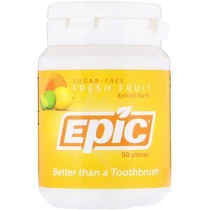 Epic Dental, Xylitol Gum, Sugar-Free, Fresh Fruit, 50 Pieces - HealthCentralUSA