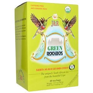 J&R Port Trading Co., Organic Green Rooibos, Caffeine-Free, 40 Tea Bags, 3.53 oz (100 g) - HealthCentralUSA