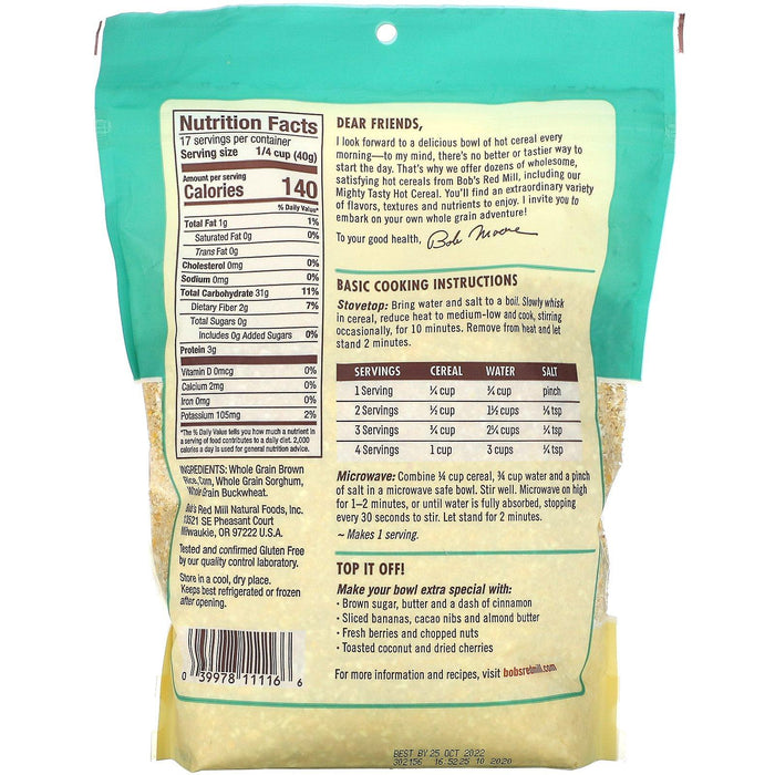 Bob's Red Mill, Mighty Tasty Hot Cereal, Whole Grain, 24 oz (680 g) - HealthCentralUSA