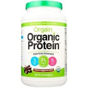 Orgain, Organic Protein Powder, Plant Based, Creamy Chocolate Fudge, 2.03 lbs (920 g) - HealthCentralUSA