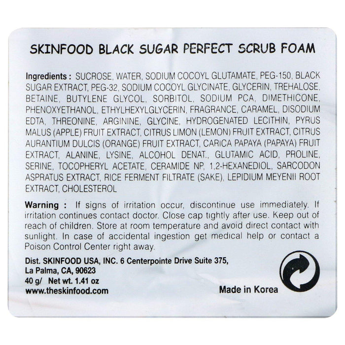 Skinfood, Black Sugar, Perfect Scrub Foam, 1.41 oz (40 g) - HealthCentralUSA