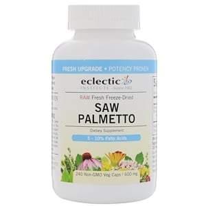 Eclectic Institute, Raw Fresh Freeze-Dried, Saw Palmetto, 600 mg, 240 Non-GMO Veg Caps - HealthCentralUSA