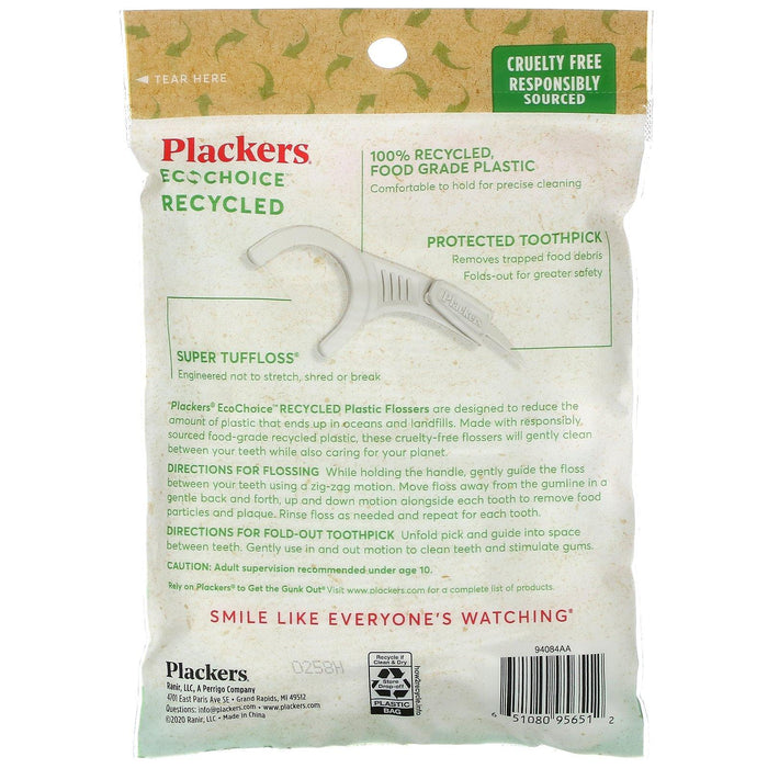 Plackers, EcoChoice, Dental Flossers, Fresh Mint, 90 Count - HealthCentralUSA