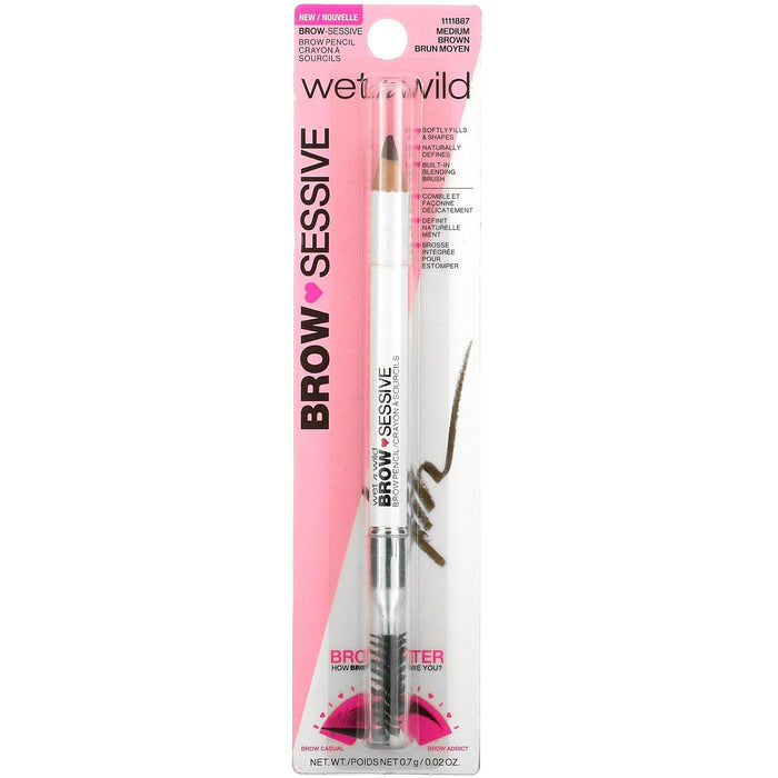 Wet n Wild, Brow Sessive Pencil, Medium Brown, 0.02 oz (0.7 g) - HealthCentralUSA