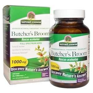 Nature's Answer, Butcher's Broom, Full Spectrum Herb, 1,000 mg, 90 Vegetarian Capsules - HealthCentralUSA