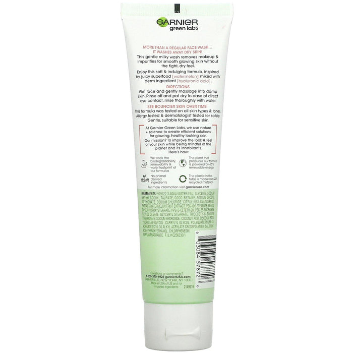 Garnier, Green Labs, Smoothing Milky Wash, Hyalu-Melon, 4.4 fl oz (130 ml) - HealthCentralUSA