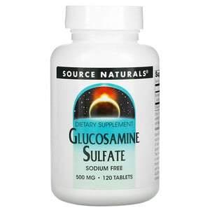 Source Naturals, Glucosamine Sulfate, Sodium Free, 500 mg, 120 Tablets - HealthCentralUSA