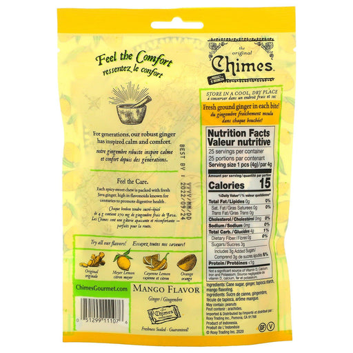 Chimes, Ginger Chews, Mango Flavor, 3.5 oz (100 g) - HealthCentralUSA