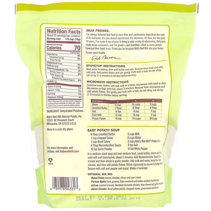 Bob's Red Mill, Potato Flakes, Instant Mashed Potatoes, 16 oz (454 g) - HealthCentralUSA