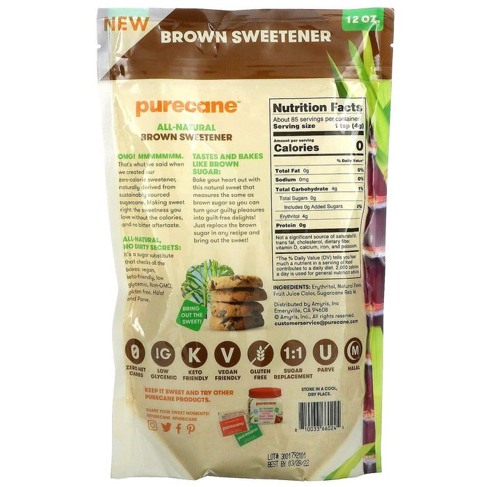 Purecane, No Calorie Brown Sweetener, 12 oz (341 g) - HealthCentralUSA