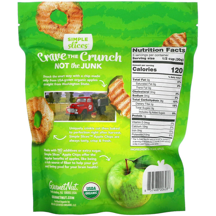Simple Slices, Organic Apple Chips, Green Apples, 3.5 oz (99 g) - HealthCentralUSA