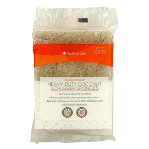 Full Circle, Cleana Colada, Heavy-Duty Coconut Scrubber Sponges, 2 Packs - HealthCentralUSA