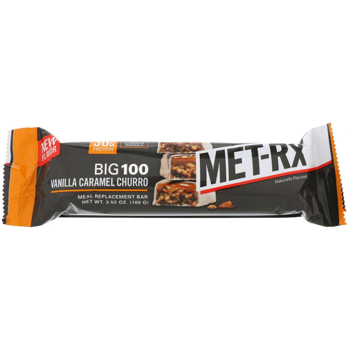 MET-Rx, Big 100, Meal Replacement Bar, Vanilla Caramel Churro, 9 bars, 3.52 oz (100 g) Each - HealthCentralUSA