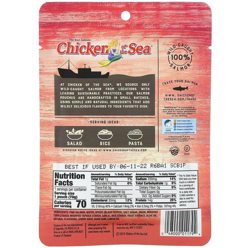 Chicken of the Sea, Wild-Caught Pink Salmon, Cracked Pepper, 2.5 oz ( 70 g) - HealthCentralUSA